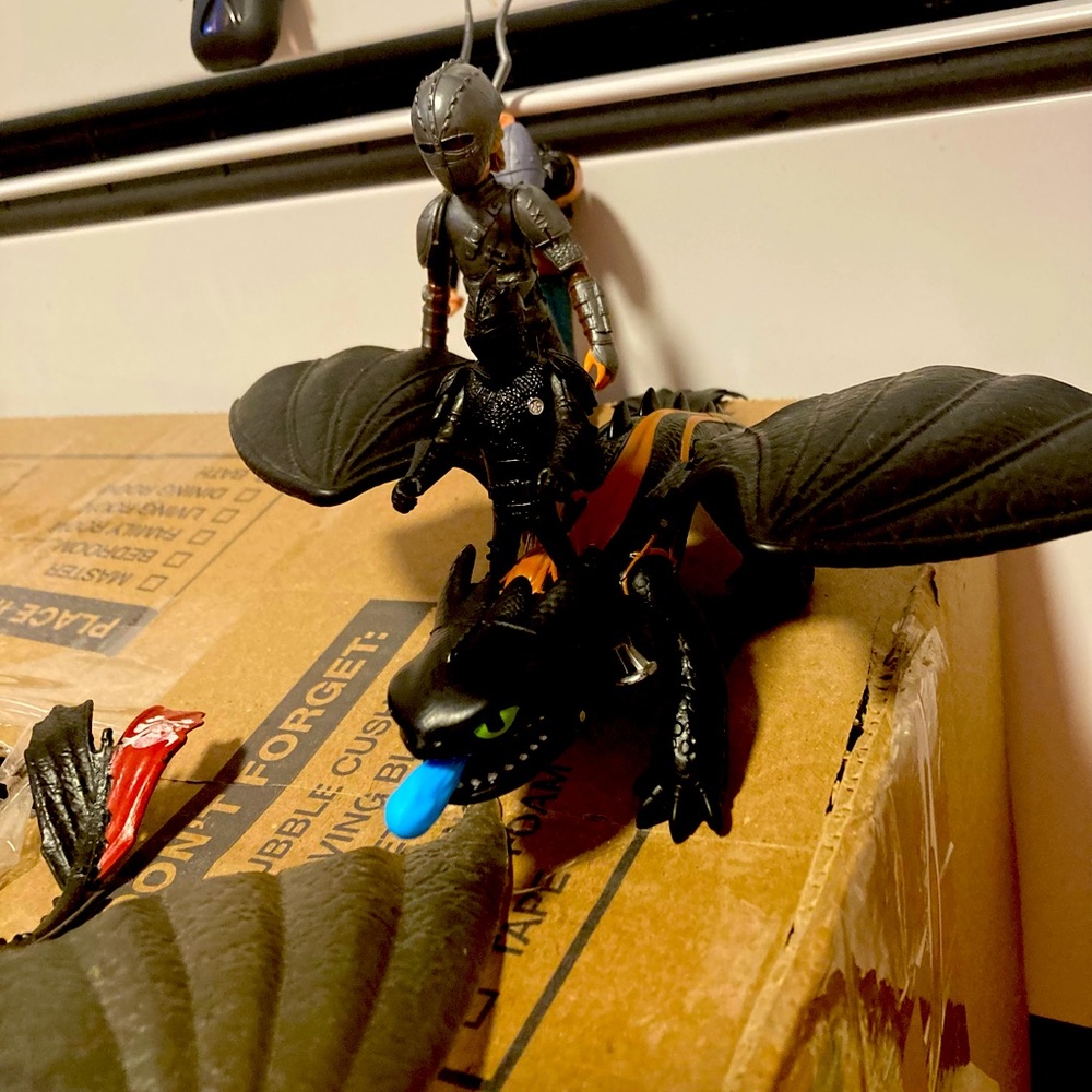 Dragon Action Figure with Rider - Black and Blue